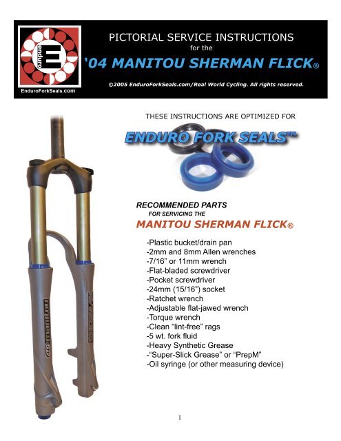 04 MANITOU SHERMAN FLICKÃ‚Â® ENDURO FORK SEALSÃ¢Â„Â¢