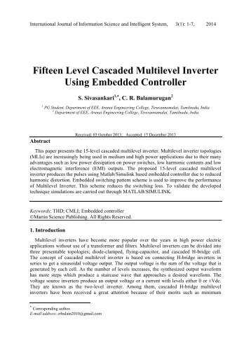 Fifteen Level Cascaded Multilevel Inverter Using Embedded Controller