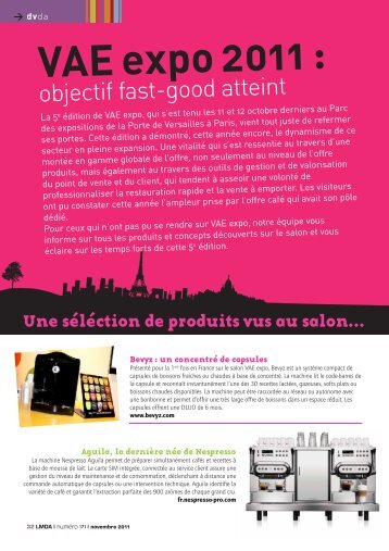 VAE expo 2011 : - LMDA - Le Monde De La Distribution Automatique