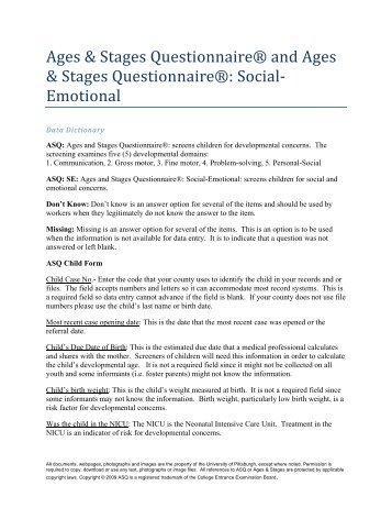 Ages & Stages Questionnaire® and Ages & Stages Questionnaire