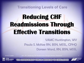 Reducing CHF Readmissions Through Effective Transitions - QUERI