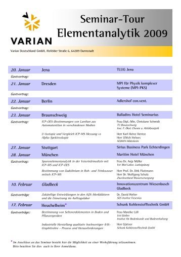 Seminar-Tour Elementanalytik 2009 - Cem