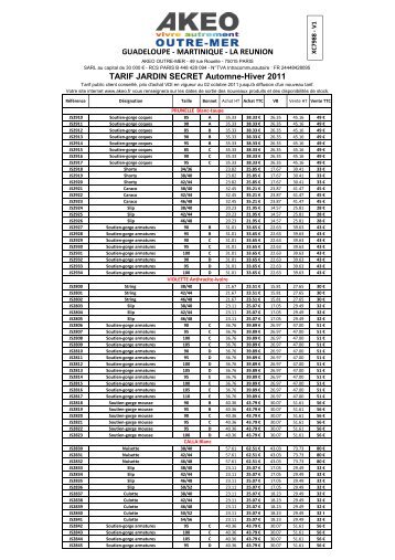 LA REUNION TARIF JARDIN SECRET Automne-Hiver 2011 - Akeo