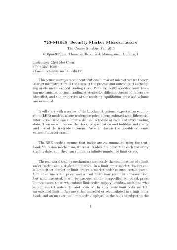 723-M1040 Security Market Microstructure