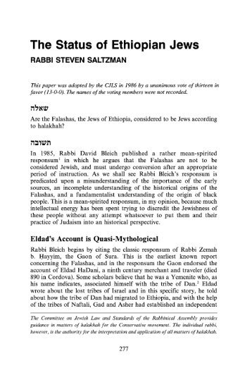 The Status of Ethiopian Jews - The Rabbinical Assembly