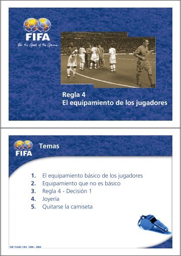 Regla 4 El equipamiento de los jugadores Temas - FIFA.com