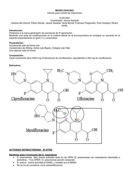 Moxifloxacino (PDF) - El Comprimido