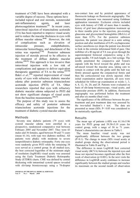 Posterior Subtenon Injection of Triamcinalone Acetonide for Cystoid ...