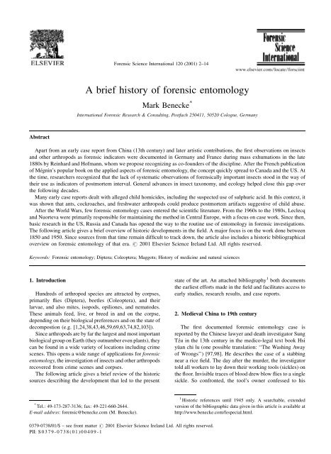 A brief history of forensic entomology