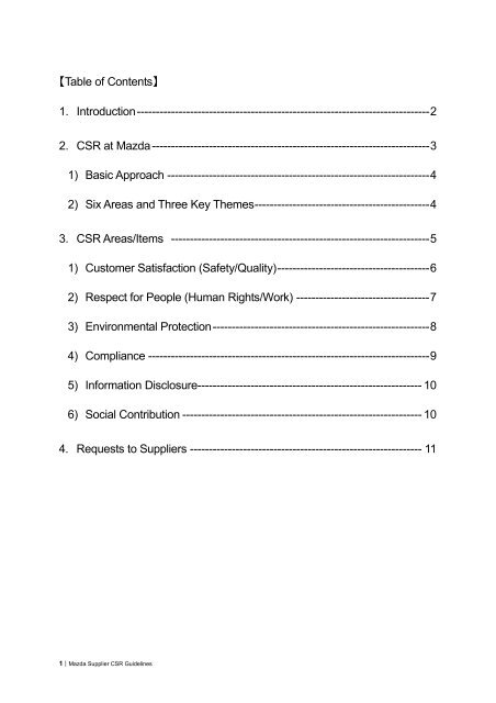 Mazda Supplier CSR Guidelines