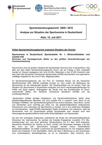 Sportentwicklungsbericht 2009 / 2010 Analyse zur Situation der ...