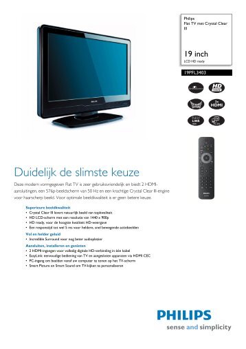 19PFL3403/10 Philips Flat TV met Crystal Clear III - Hardware