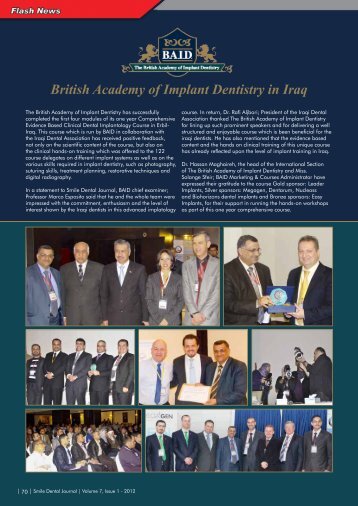 British Academy of Implant Dentistry in Iraq - Smile Dental Journal