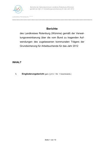 Eingliederungsbericht Landkreis Rotenburg (Wümme)