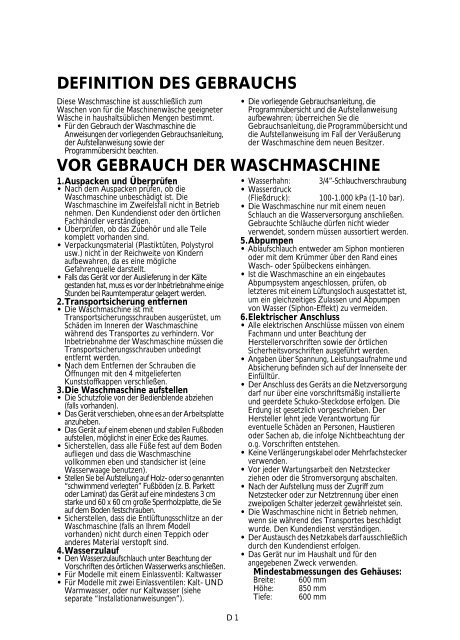 DEFINITION DES GEBRAUCHS VOR GEBRAUCH DER ...