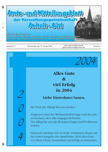 Amtsblatt Nr. 01 - Stadt SÃ¼dliches Anhalt