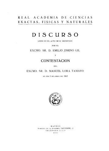 DISCURSO - Real Academia de Ciencias Exactas, FÃƒÂ­sicas y Naturales