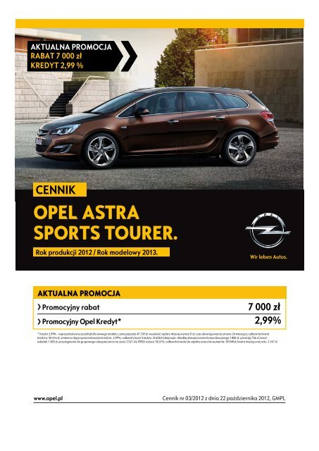 Opel Astra Sports Tourer cennik 2012 - Rok modelowy  - Opel Polska