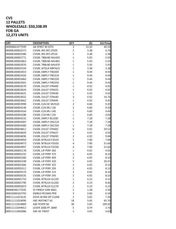 cvs 12 pallets wholesale: $50338.99 fob ga 12273 ... - 247 Wholesale