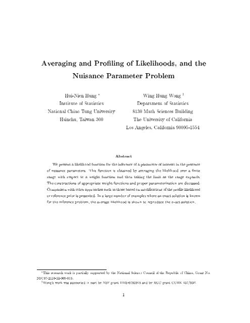Averaging and Profiling of Likelihoods, and the Nuisance Parameter ...