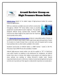 Avanti Review Group on High Pressure Steam Boiler