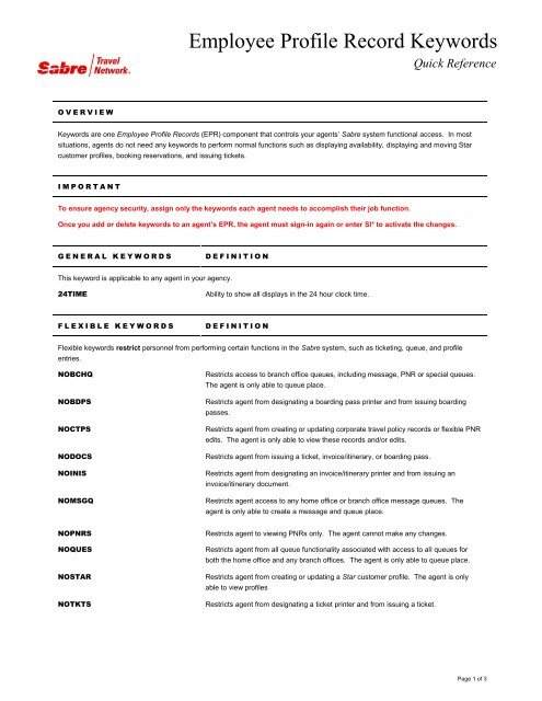En Employee Profile Record Keywords Sabre Holdings En Employee Profile Record Keywords Sabre Holdings