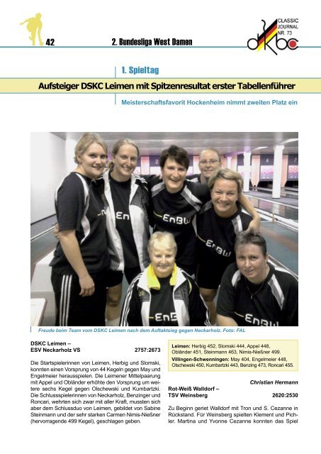 Classic Journal Online 73.2010 - Deutscher Kegler