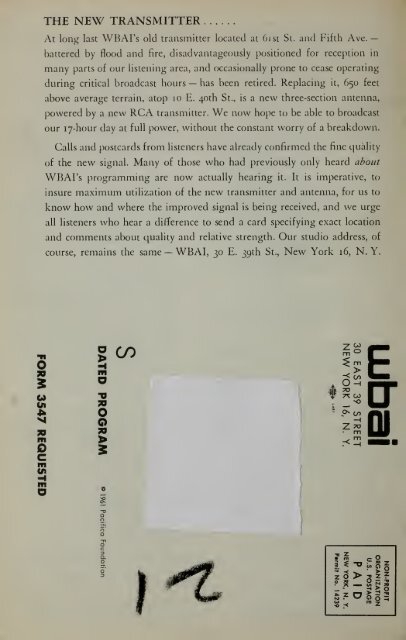 WBAI Program Folio 2, no. 7 (April 3-16, 1961) - solearabiantree