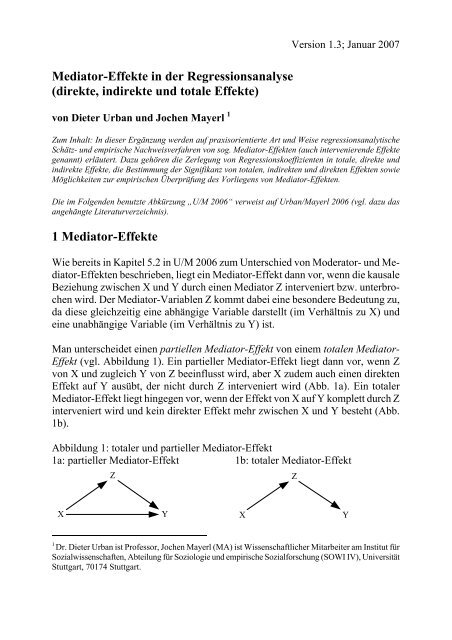 Mediator-Effekte in der Regressionsanalyse - UniversitÃ¤t Stuttgart