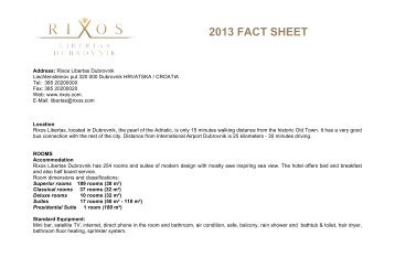 2013 fact sheet - Rixos Hotel