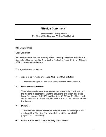 Mission Statement - Selby District Council