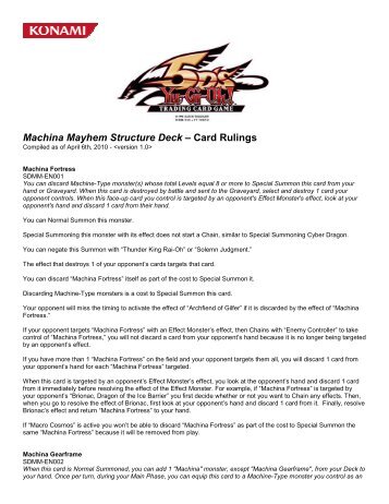 Machina Mayhem Structure Deck Ã¢Â€Â“ Card Rulings - Yu-Gi-Oh!
