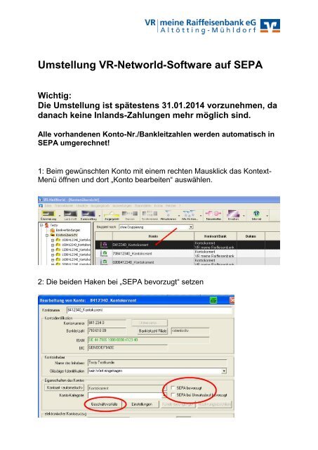 Umstellung VR-Networld-Software auf SEPA