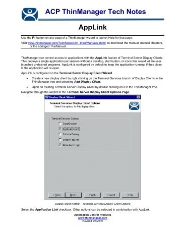 AppLink Display Clients - ThinManager