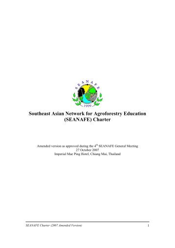 Southeast Asian Network for Agroforestry Education (SEANAFE ...