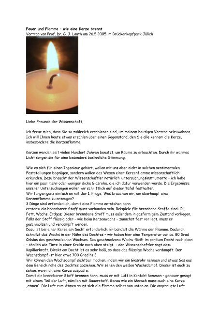 Feuer und Flamme â€“ wie eine Kerze brennt - Uploadarea.de