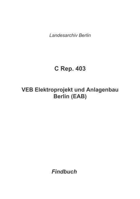 C Rep. 403 - Landesarchiv Berlin