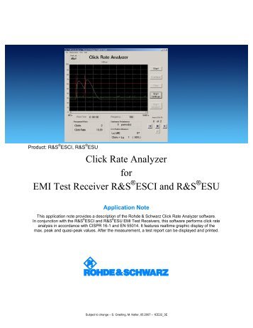 Click Rate Analyzer for EMI Test Receiver R&S ESCI and R&S ESU