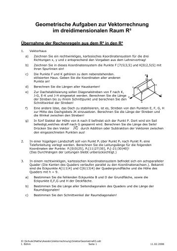 Vektorielle Geometrie im dreidimensionalen Raum - Bkonzepte.de