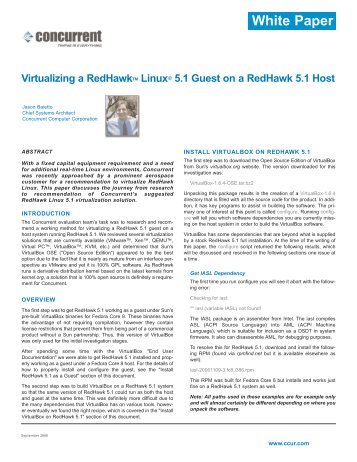 Virtualizing a Redhawktm Linux® 5.1 Guest on a Redhawk 5.1 Host