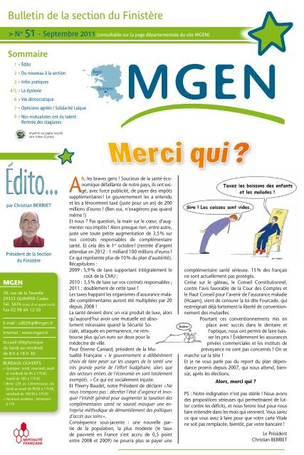 Bulletin de la section du FinistÃƒÂ¨re - MGEN