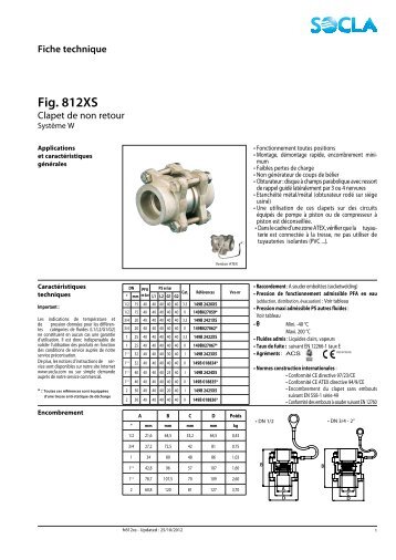 Fiche technique Fig. 812XS - SOCLA