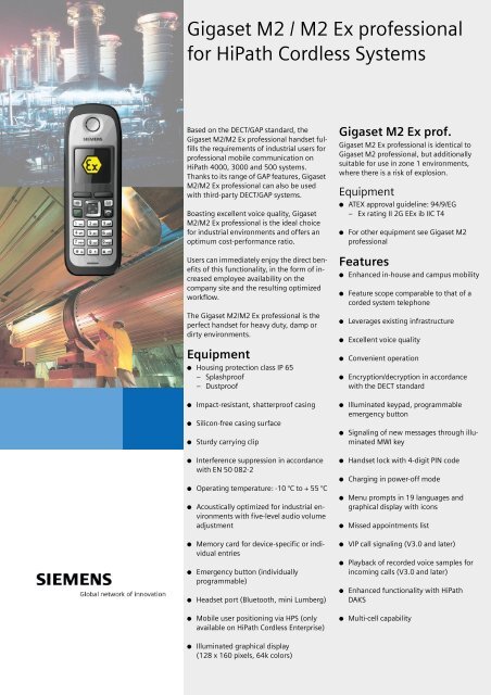 Gigaset Siemens Gigaset M2 Professional Combiné Extension Hipath 