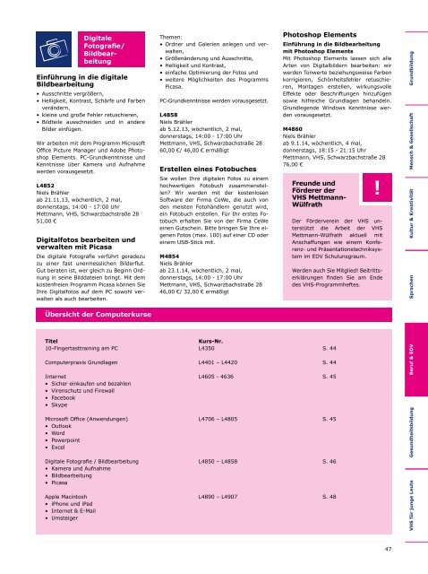 PROGRAMM - Volkshochschule Mettmann-WÃ¼lfrath