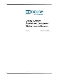 Dolby LM100 Broadcast Loudness Meter User's Manual