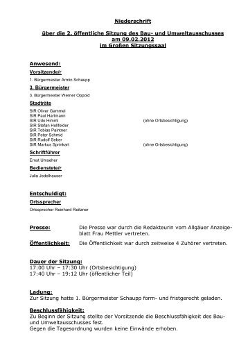 Sitzung vom 09.02.2012 - Stadt Immenstadt