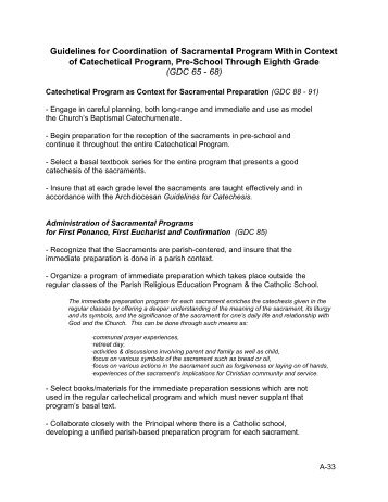 Guidelines for Coordination of Sacramental Program Within Context ...