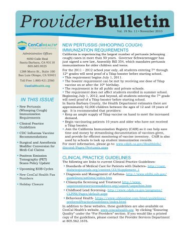 Provider Bulletin - CenCal Health