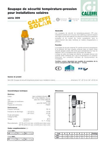 Soupape de sécurité température-pression pour ... - Caleffi