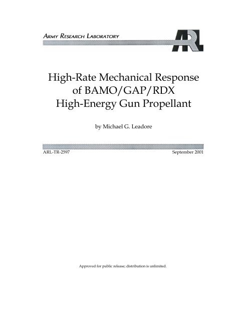 High-Rate Mechanical Response of BAMO/GAP/RDX High-Energy ...